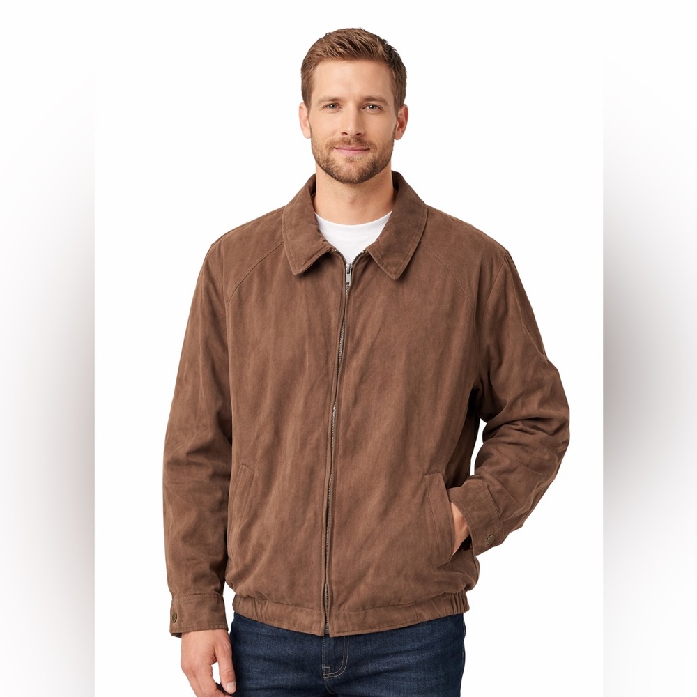 Croft & Barrow Brown Zip Front Jacket XL Quilted Lined Classic Casual Outerwear